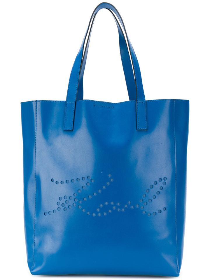 Karl Lagerfeld K/signature Perforated Tote Bag - Blue