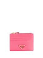 Prada Enamel Leather Card Holder - Pink