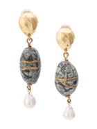 Oscar De La Renta Drop Stone Earrings - Gold