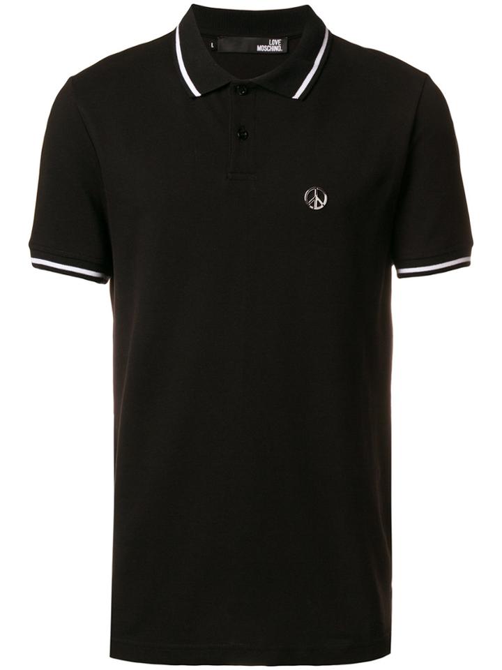Love Moschino Striped Rib Classic Polo - Black