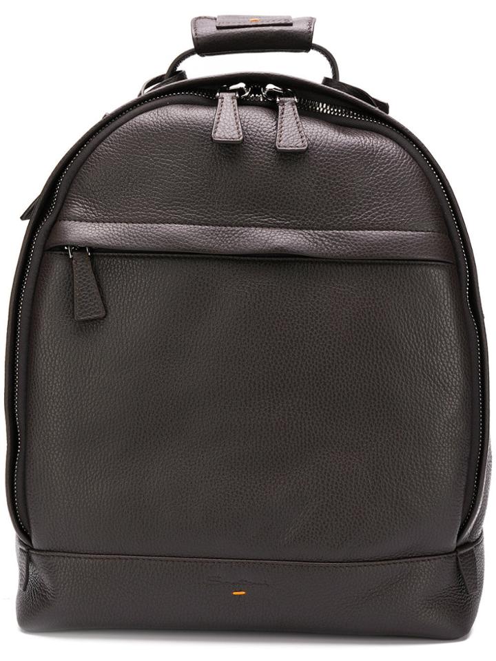 Santoni Top Zip Backpack - Brown
