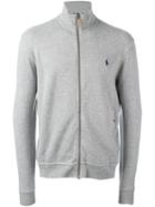 Polo Ralph Lauren Embroidered Logo Zipped Cardigan, Men's, Size: Small, Grey, Cotton