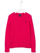 Ralph Lauren Kids Cable Knit Jumper, Girl's, Size: 14 Yrs, Pink/purple