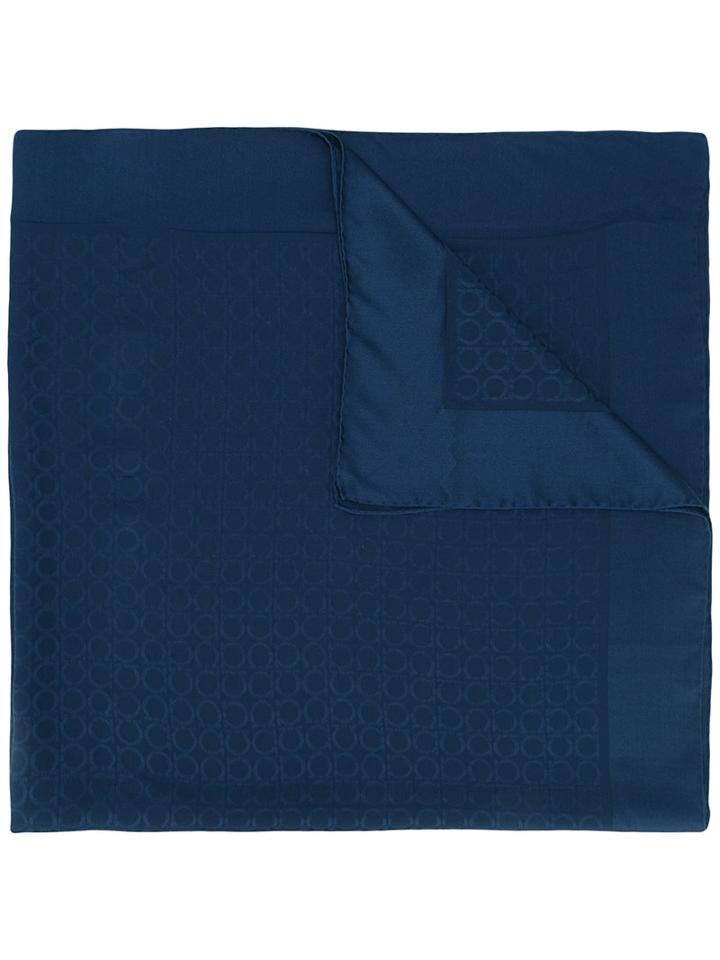 Salvatore Ferragamo Logo Print Scarf, Women's, Blue, Silk