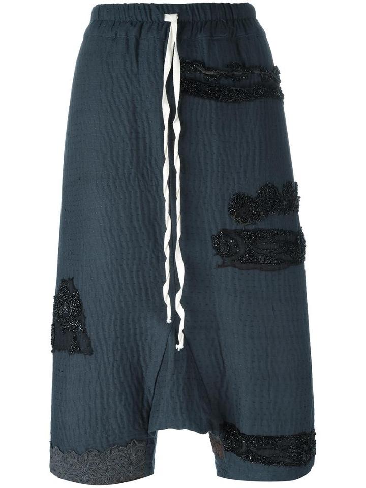By Walid Drop Crotch Cropped Pants, Women's, Size: Large, Blue, Cotton