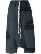 By Walid Drop Crotch Cropped Pants, Women's, Size: Large, Blue, Cotton