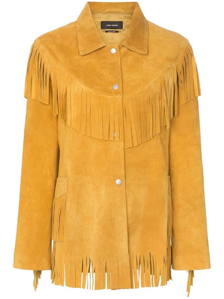 Isabel Marant Abel Fringed Suede Jacket - Gold