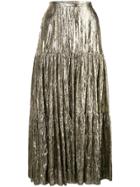 Michael Kors Crushed Lame Tiered Skirt - Gold