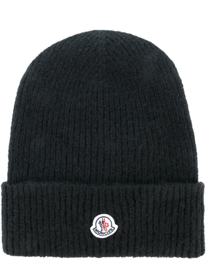 Moncler Classic Knitted Beanie Hat - Black