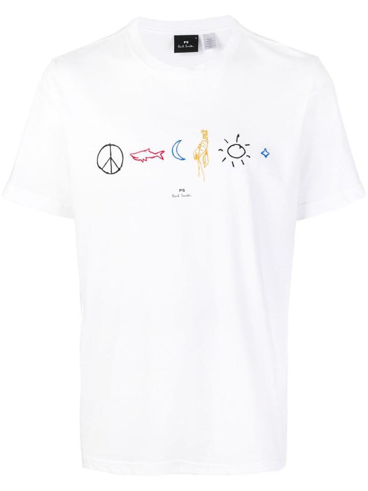 Ps By Paul Smith Doodle Embroidered T-shirt - White