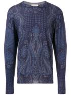 Etro Mixed Paisley Print Sweater - Blue