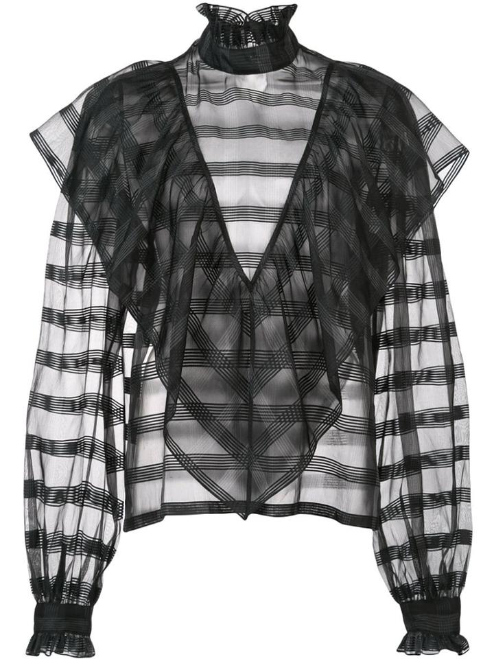 Jill Stuart Sheer Stripe Blouse - Black