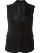 Neil Barrett Shawl Collar Waistcoat, Women's, Size: 38, Black, Viscose/polyester/triacetate