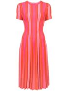 Carolina Herrera Pleated Striped Dress - Pink