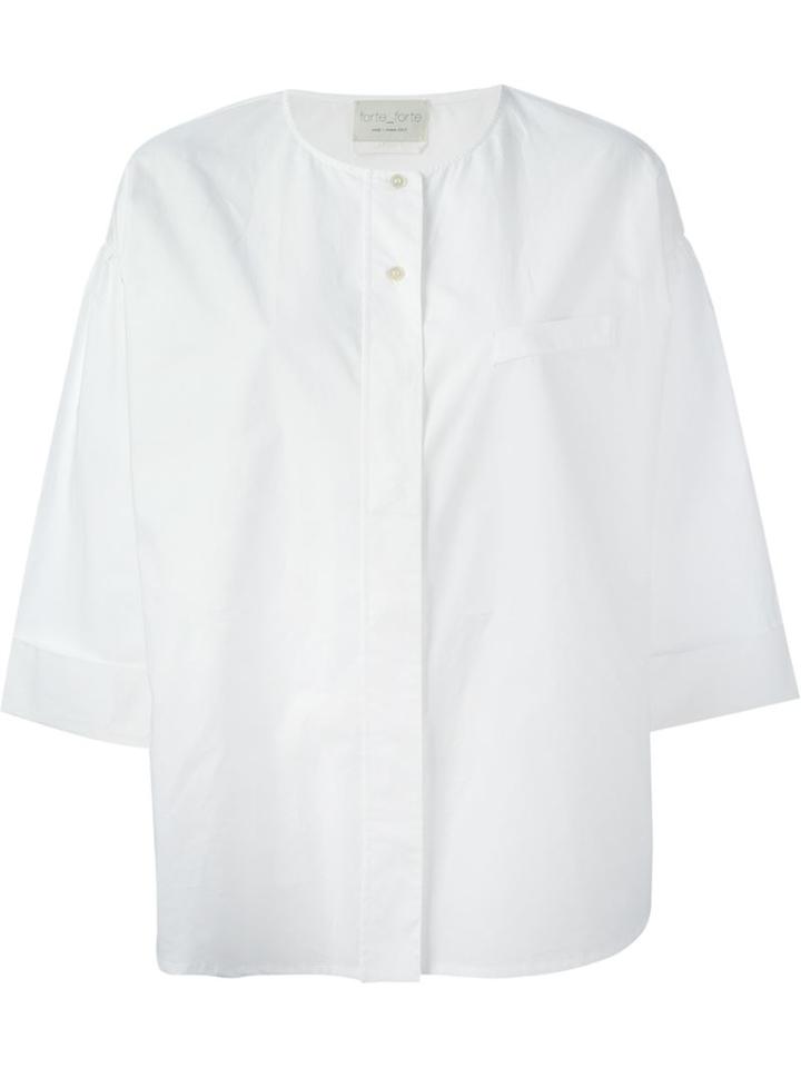 Forte Forte Collarless Cocoon Shirt, Women's, Size: 0, White, Cotton