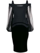 Le Petite Robe Di Chiara Boni Drina Sheer Sleeved Dress - Black
