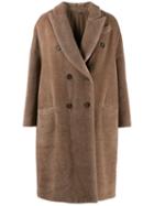 Brunello Cucinelli Double Breasted Fur Coat - Brown
