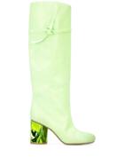 Maison Margiela Metallic Heel Knee-high Boots - Green