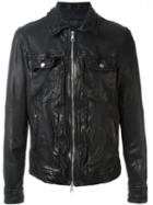 Neil Barrett Distressed Biker Jacket, Men's, Size: Medium, Black, Leather/cotton