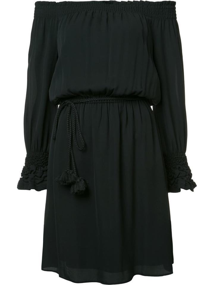 Kobi Halperin Off-shoulder Dress, Women's, Size: Large, Black, Silk