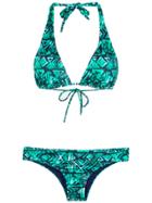 Brigitte Triangle Bikini Set - Green, Navy