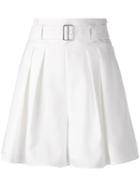 Adeam High Rise Wide Pleated Shorts - White