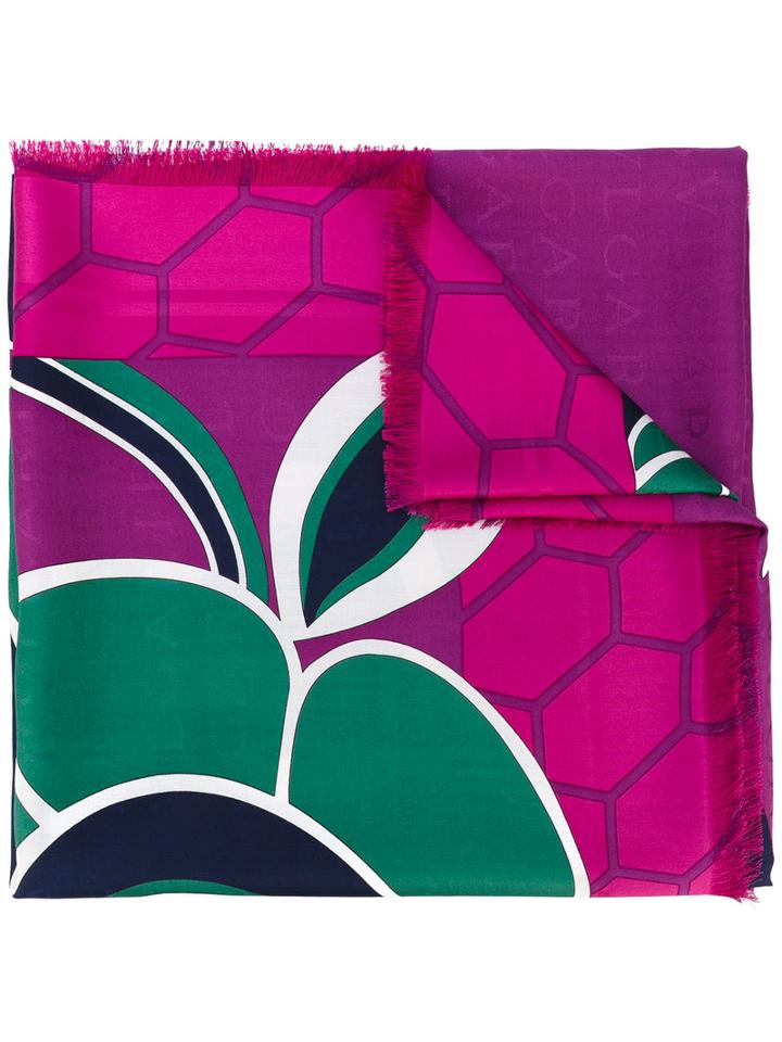 Bulgari - Printed Scarf - Women - Silk - One Size, Pink/purple, Silk