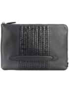 Salvatore Ferragamo Woven Panel Clutch Bag - Black