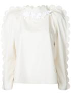 Fendi - Scallop Trim Top - Women - Cotton/calf Leather - 38, White, Cotton/calf Leather