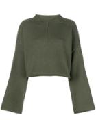 Jw Anderson Loose Cropped Knit Sweater - Green