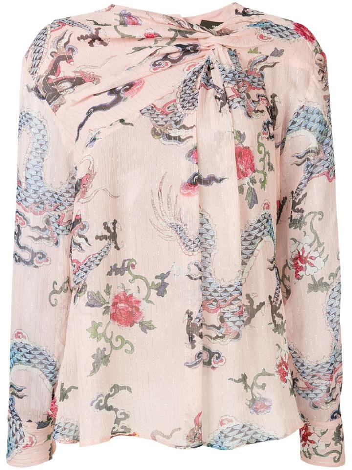 Isabel Marant Metallic-sheen Dragon Print Blouse - Pink