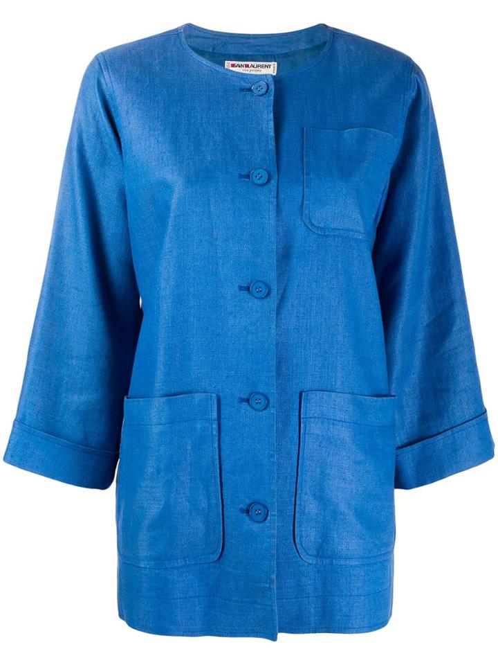 Yves Saint Laurent Pre-owned Button-down Linen Jacket - Blue