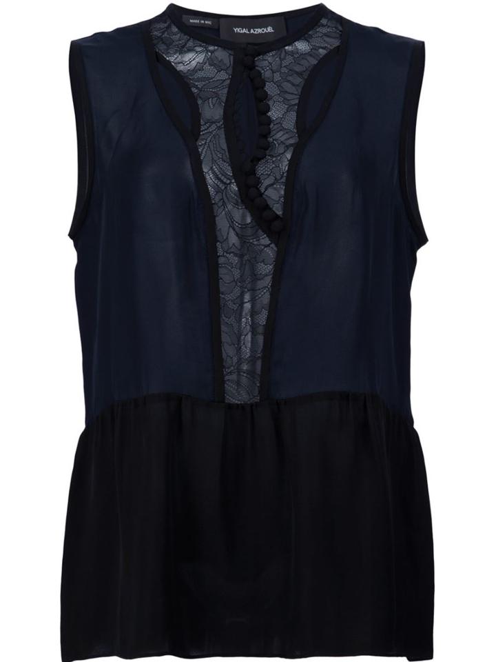 Yigal Azrouel 'lace Placket' Tank, Women's, Size: 2, Blue, Nylon