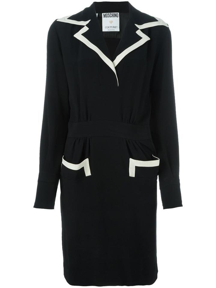 Moschino Vintage Contrast Trim Tailored Dress - Black