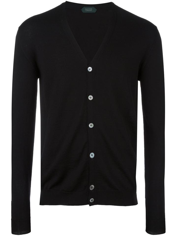 Zanone Buttoned Cardigan - Black