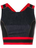 No Ka' Oi Stripe Trim Crop Top - Blue