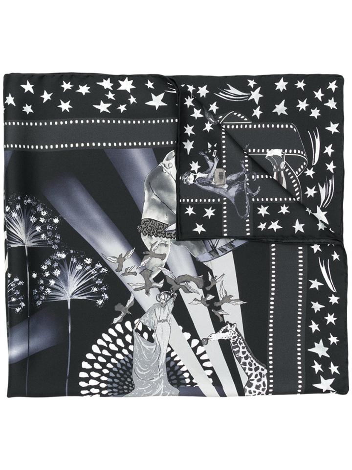 Salvatore Ferragamo Hollywood Movie Print Scarf - Black