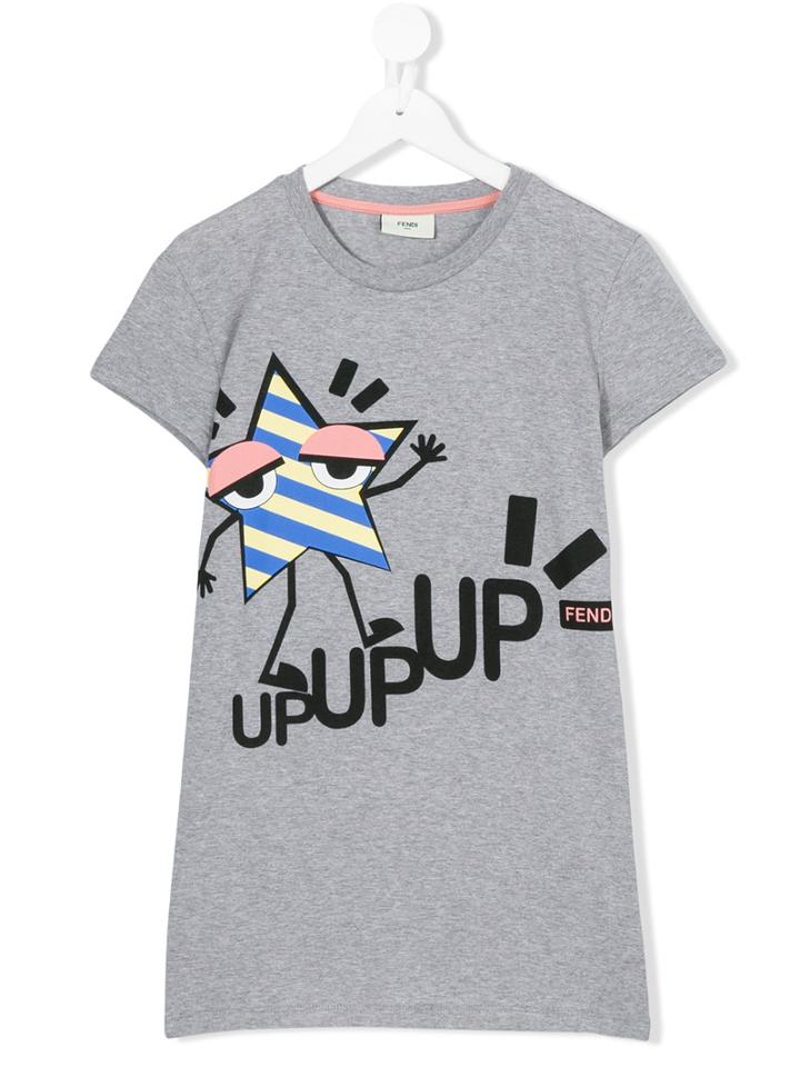 Teen Printed T-shirt - Kids - Cotton - 14 Yrs, Grey, Fendi Kids