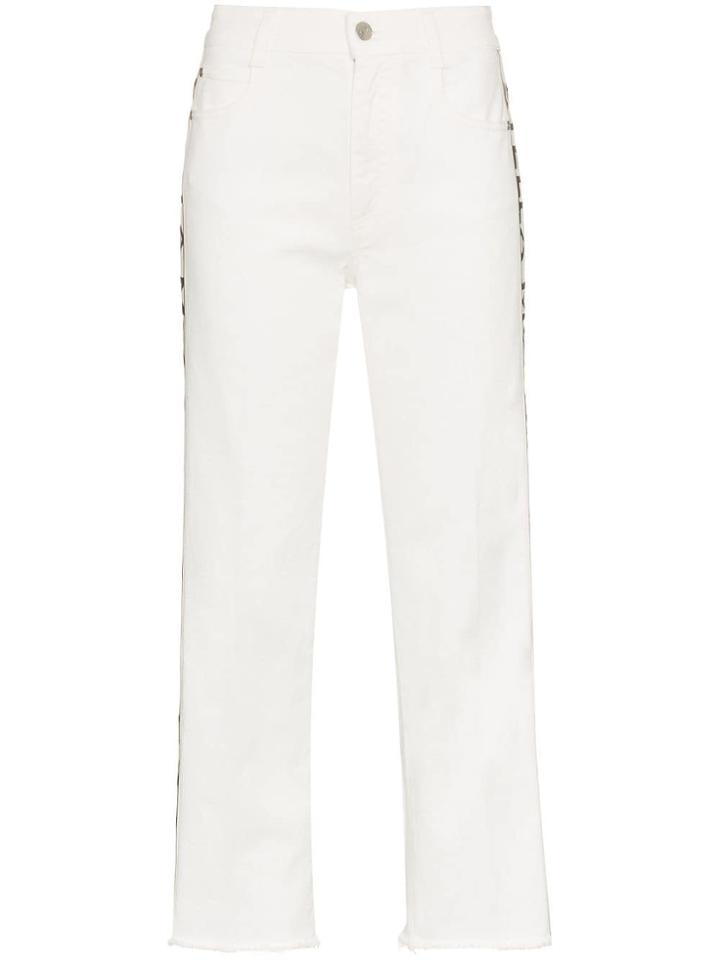 Stella Mccartney Logo Strip Cropped Jeans - White