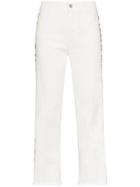 Stella Mccartney Logo Strip Cropped Jeans - White