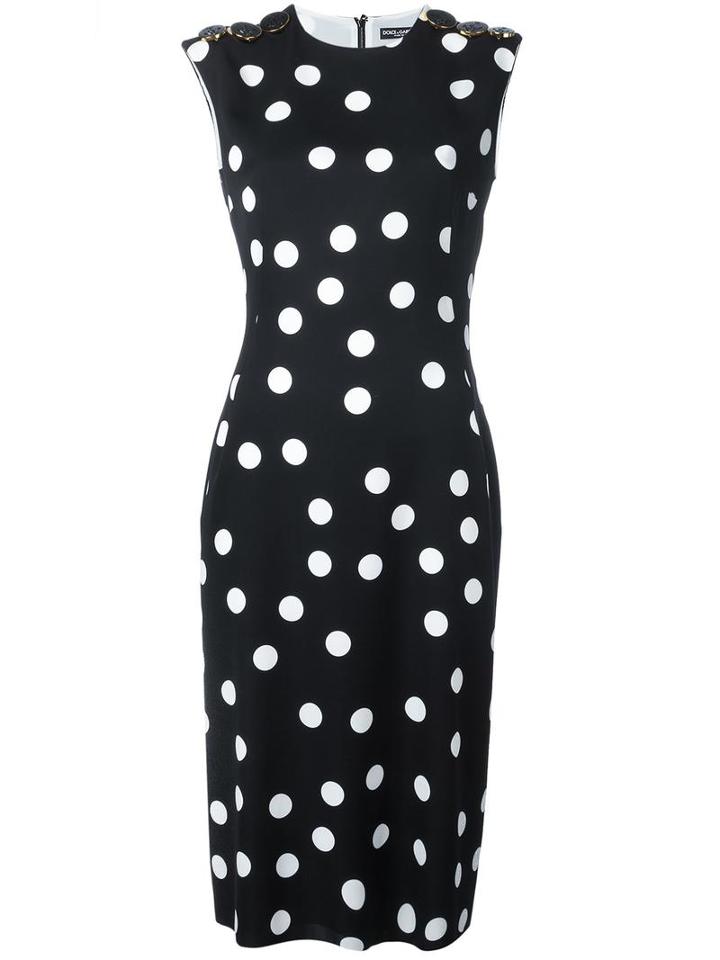 Dolce & Gabbana Polka Dot Dress, Women's, Size: 44, Black, Silk/spandex/elastane