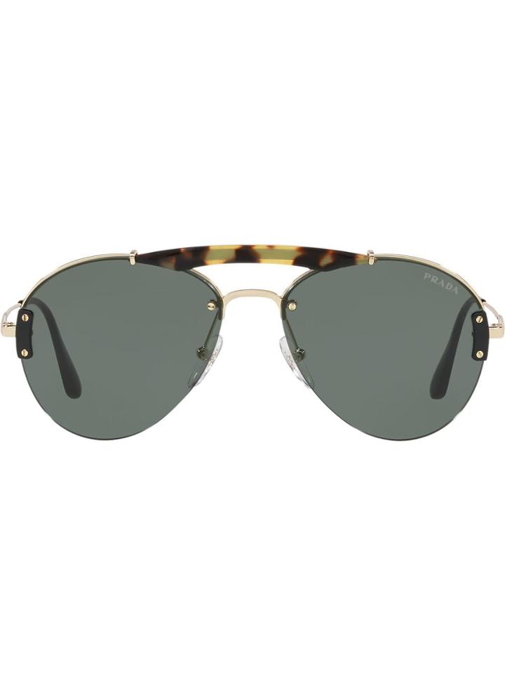 Prada Eyewear Classic Aviator Sunglasses - Brown
