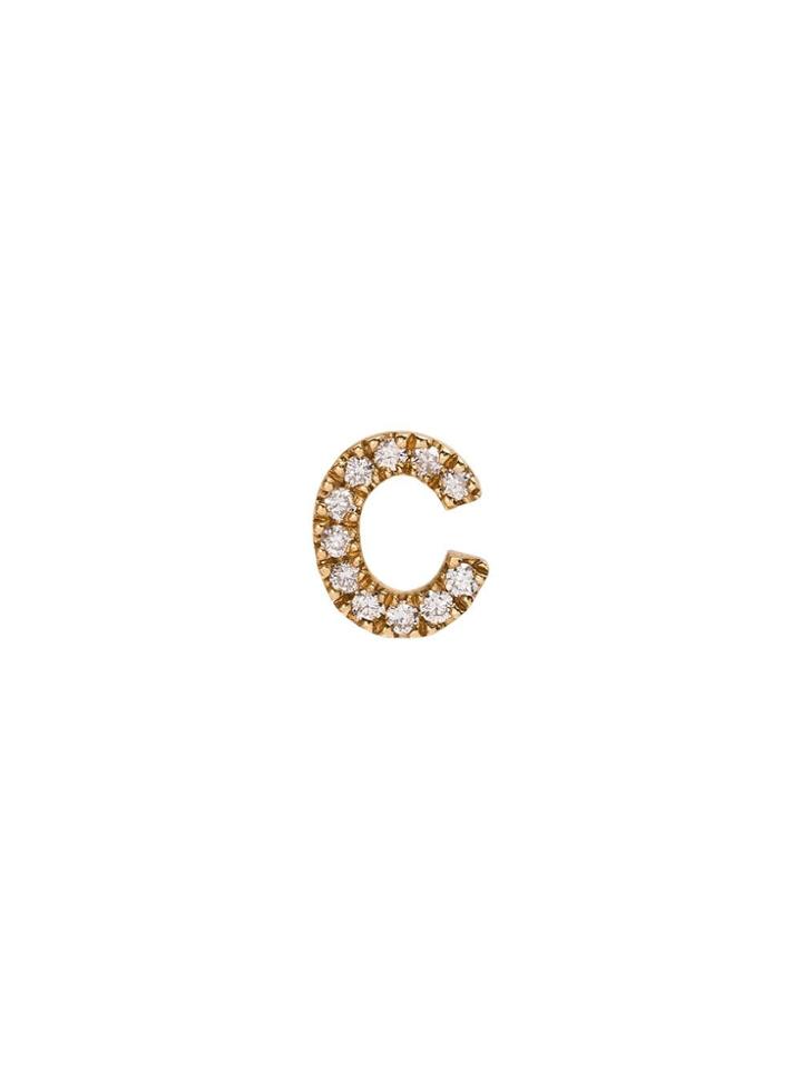Loquet 18k Yellow Gold C Diamond Letter Charm