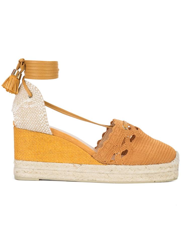 Castañer Crochette Wedge Espadrilles - Yellow