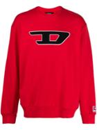Diesel Fleece Sweatshirt With Patches - Red