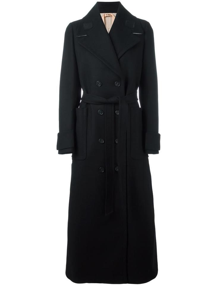 No21 Double-breasted Belted Coat, Women's, Size: 42, Black, Wool/polyamide/cashmere/viscose