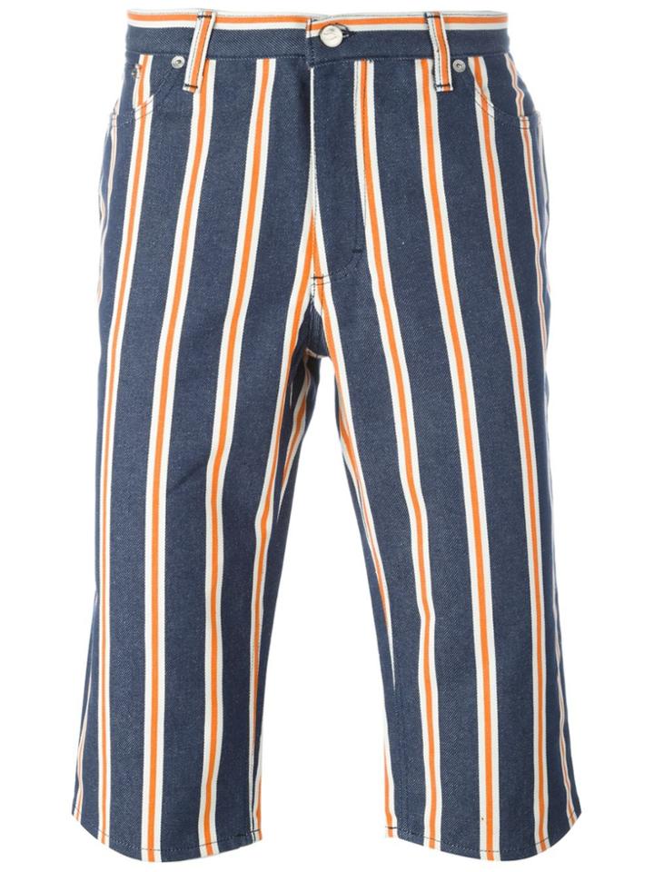 Walter Van Beirendonck Vintage Striped Denim Shorts - Blue