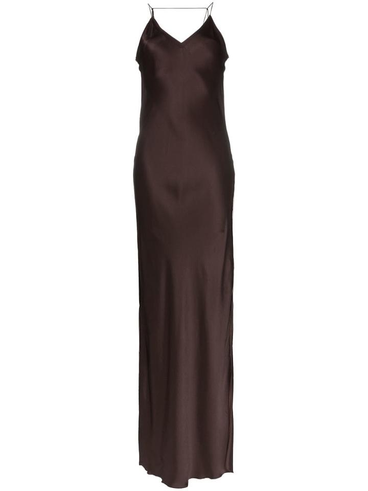 Helmut Lang Spaghetti Strap Side Split Maxi Dress - Brown