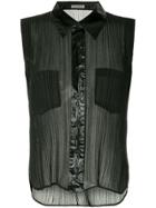 Issey Miyake Vintage Sleeveless Buttoned Pleated Shirt - Black