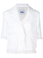 Msgm Fringed Tweed-style Jacket - White